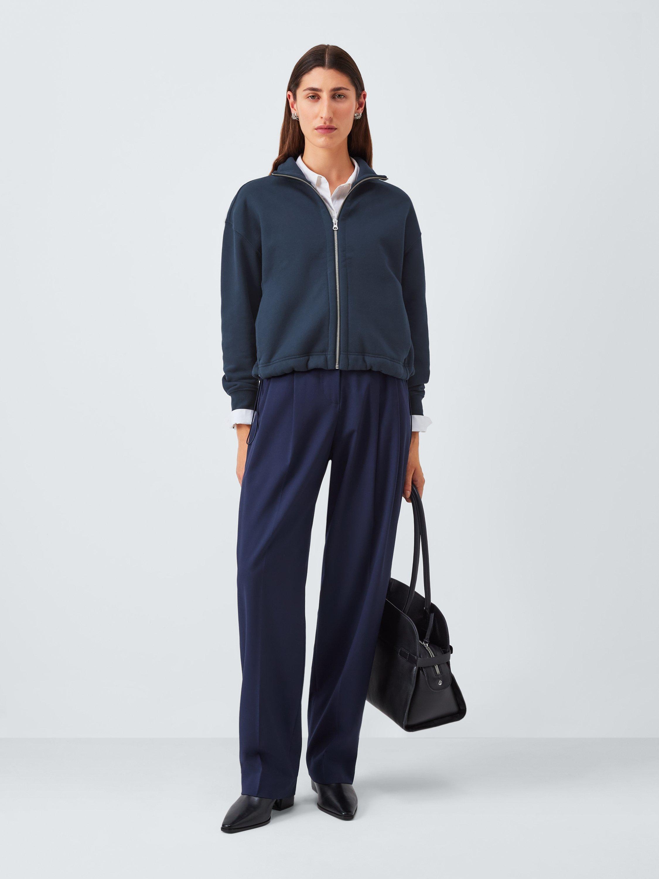 Product image 3 of 6, which shows John Lewis Zip Through Cotton Blend Sweatshirt, Navy, 20