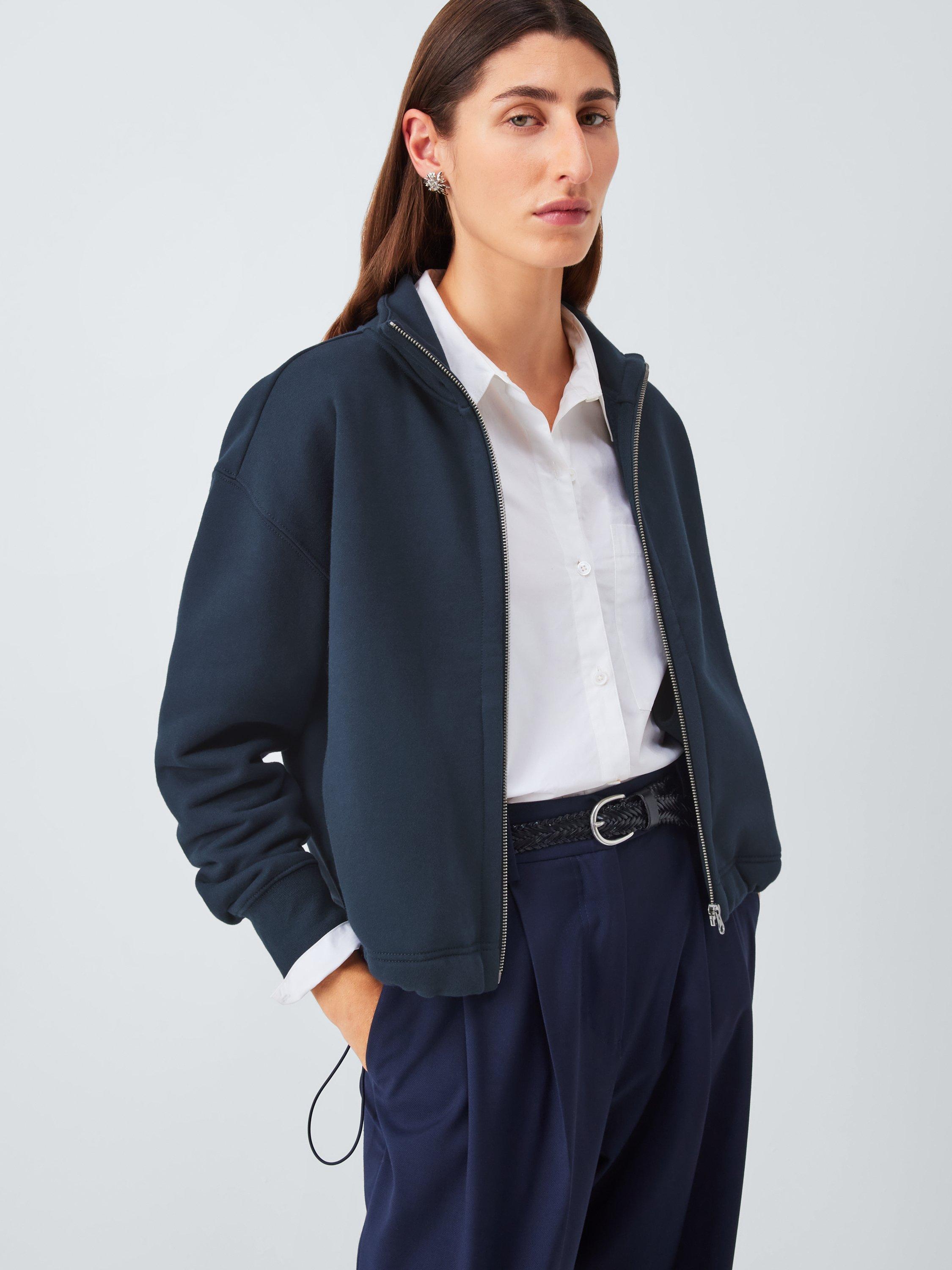 Product image 5 of 6, which shows John Lewis Zip Through Cotton Blend Sweatshirt, Navy, 20