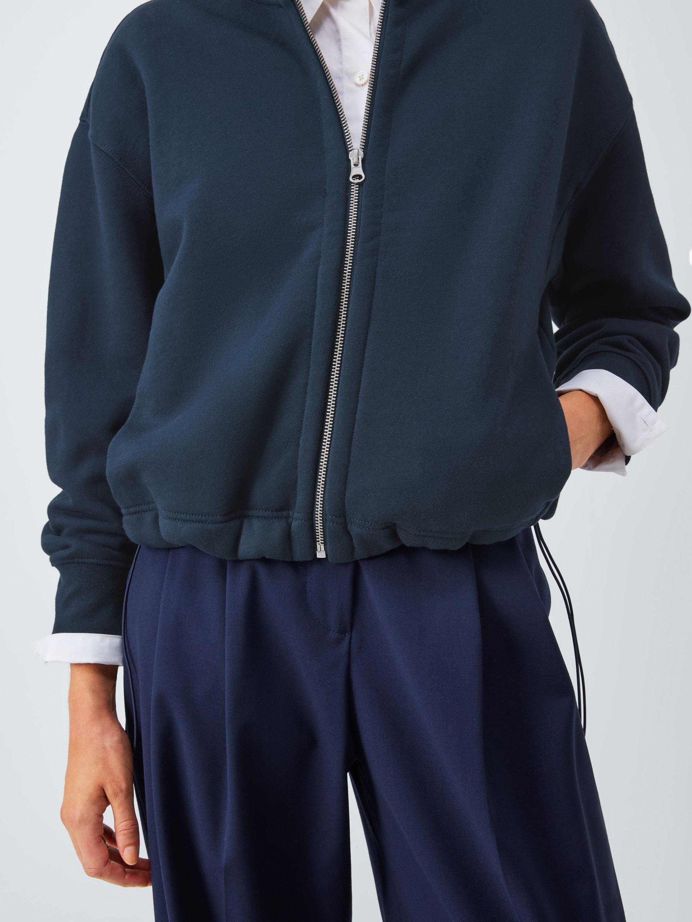 Product image 6 of 6, which shows John Lewis Zip Through Cotton Blend Sweatshirt, Navy, 20