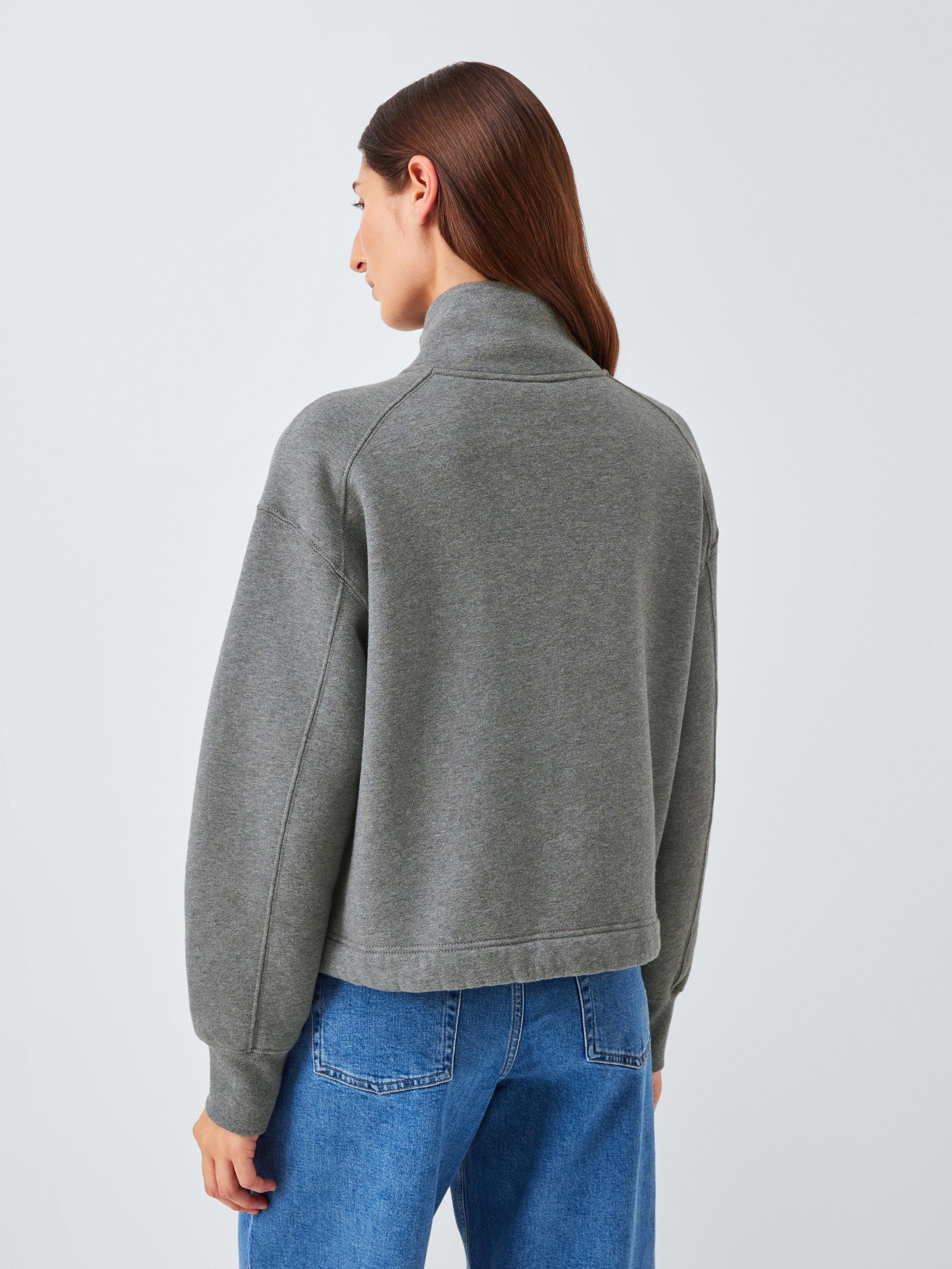 Product image 2 of 6, which shows John Lewis Zip Through Cotton Blend Sweatshirt, Grey Marl, 20