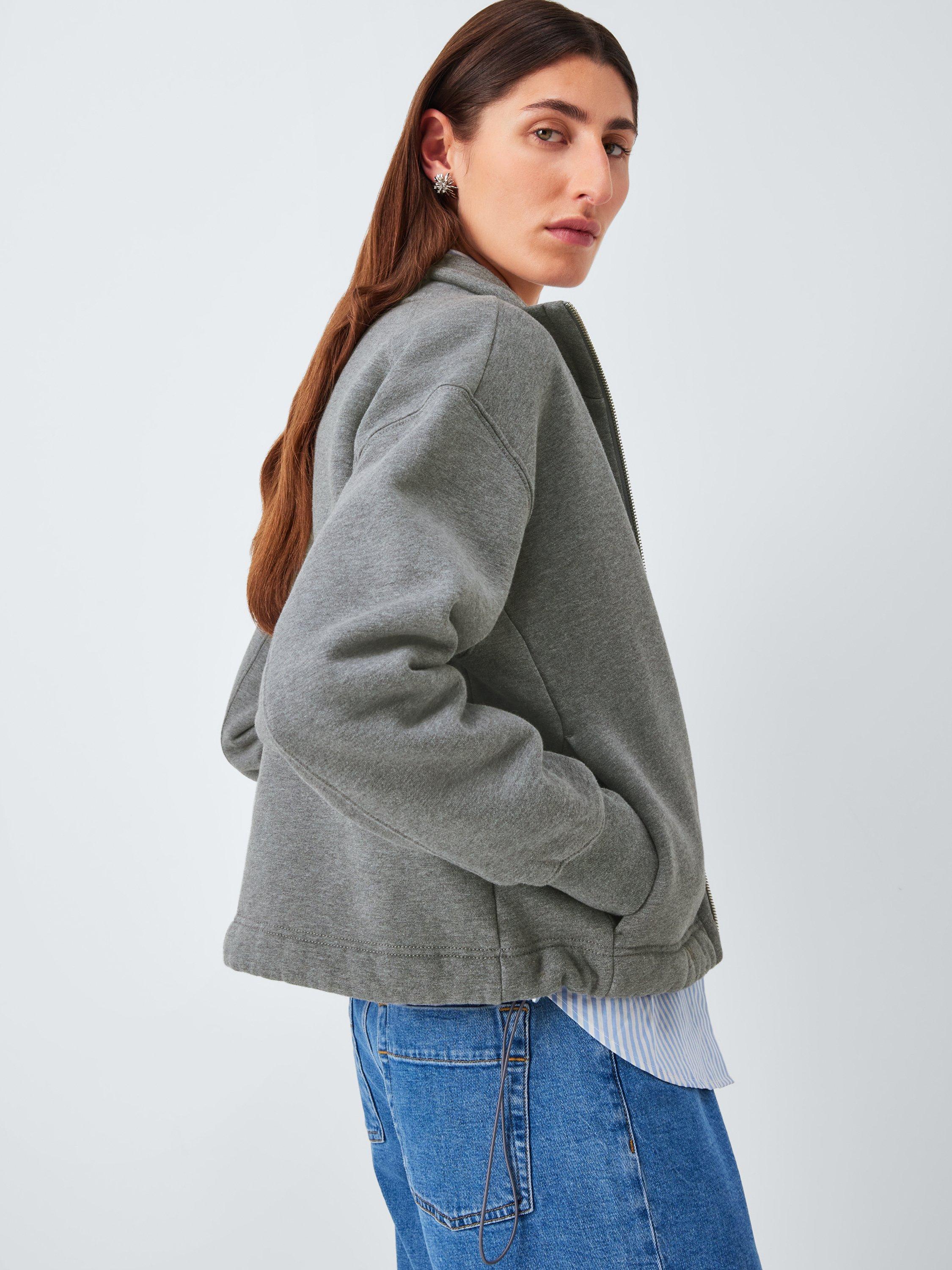 Product image 5 of 6, which shows John Lewis Zip Through Cotton Blend Sweatshirt, Grey Marl, 20