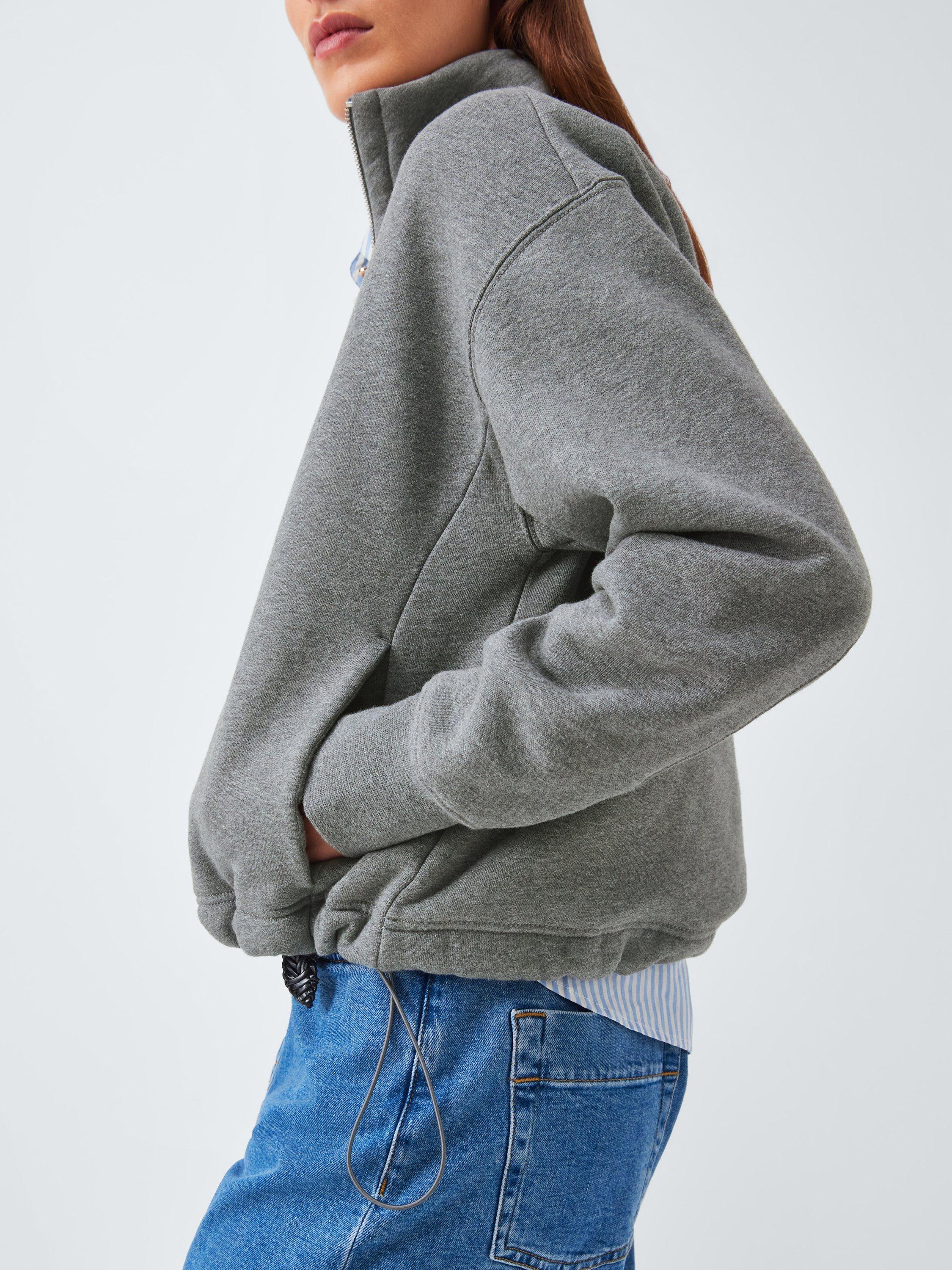 Product image 6 of 6, which shows John Lewis Zip Through Cotton Blend Sweatshirt, Grey Marl, 20