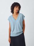 John Lewis V-Neck Merino Wool Sleeveless Jumper, Light Blue