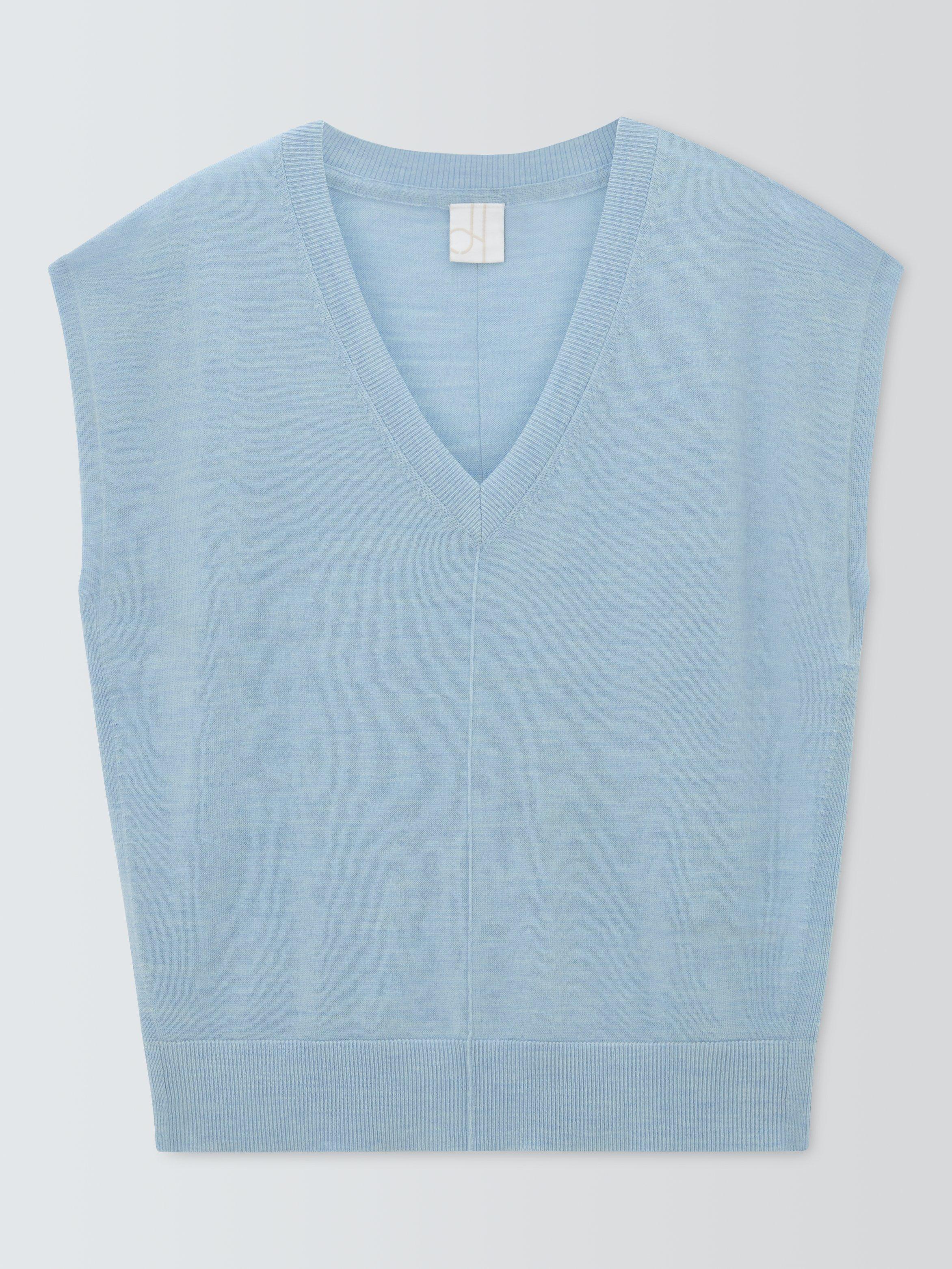 Product image 4 of 6, which shows John Lewis V-Neck Merino Wool Sleeveless Jumper, Light Blue, 10
