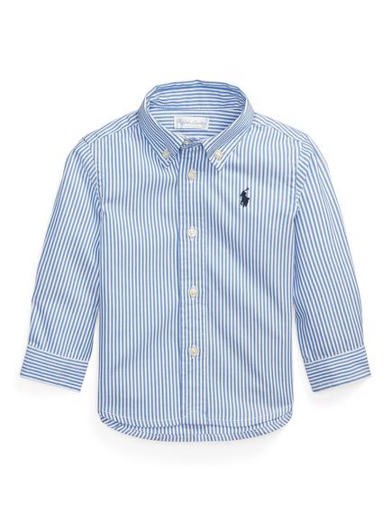 Polo Ralph Lauren Baby Cotton Stripe Button-Down Collar Shirt, Sky Blue/White, Bsr Blue/White