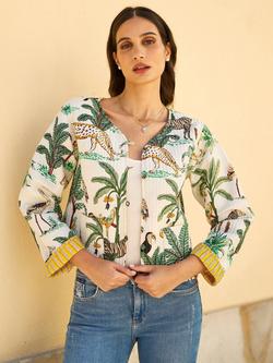 Yumi Animal Quilted Reversible Jacket, Multi, Multi