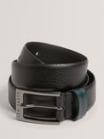 Ted Baker Stripe Leather Belt, Black