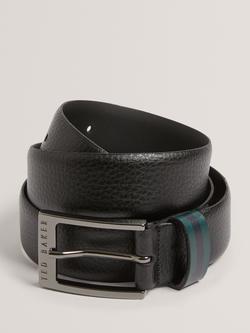 Ted Baker Stripe Leather Belt, Black, Black