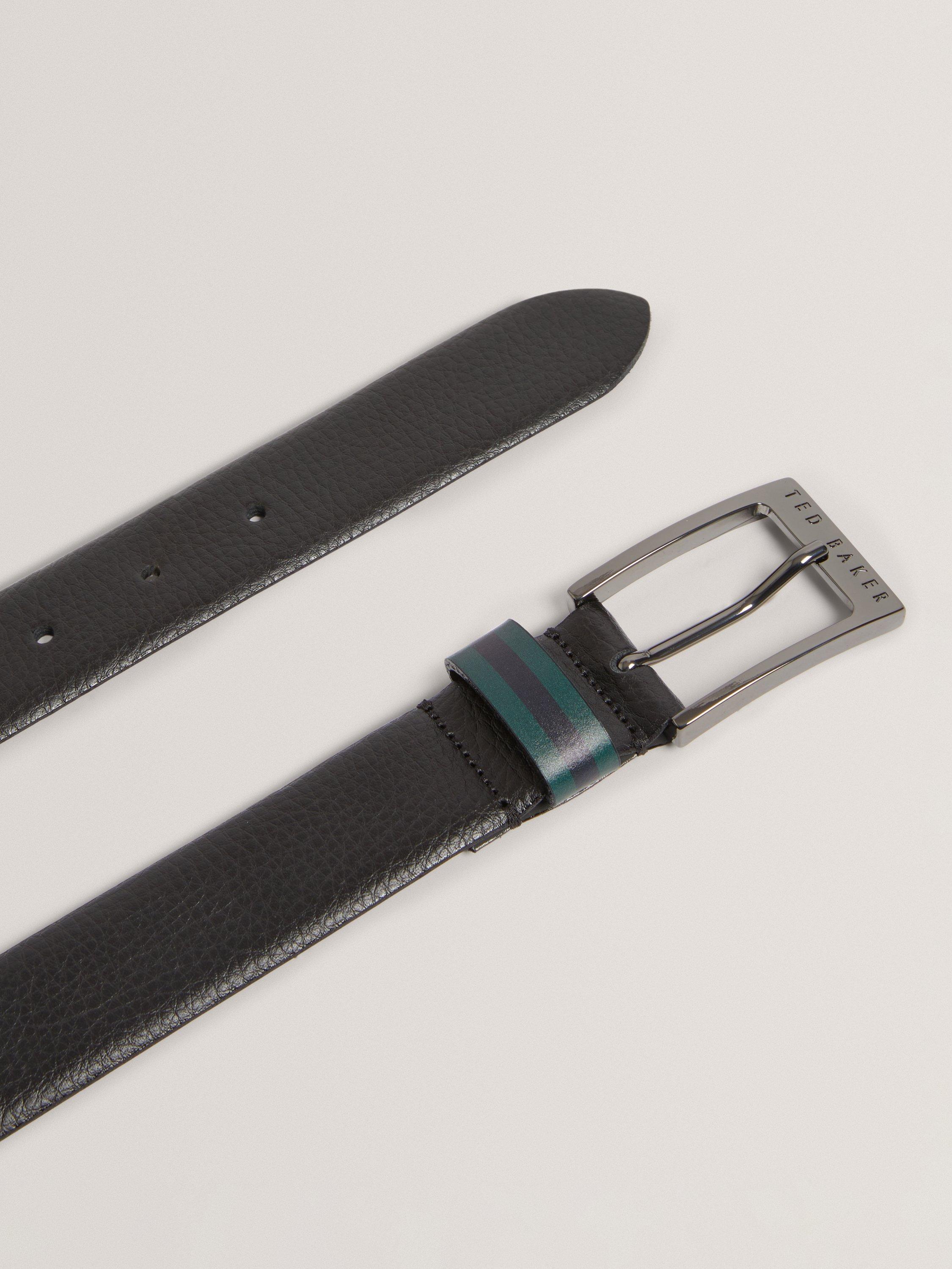 Product image 3 of 3, which shows Ted Baker Stripe Leather Belt, Black, S