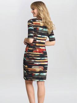 Gina Bacconi Stripe Panel Dress, Black/Multi - view 2, Black/Multi