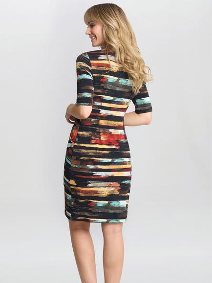 Gina Bacconi Stripe Panel Dress, Black/Multi - view 2, Black/Multi