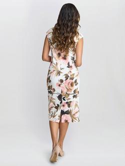 Gina Bacconi Floral Faux Wrap Dress, White/Multi - view 2, White/Multi