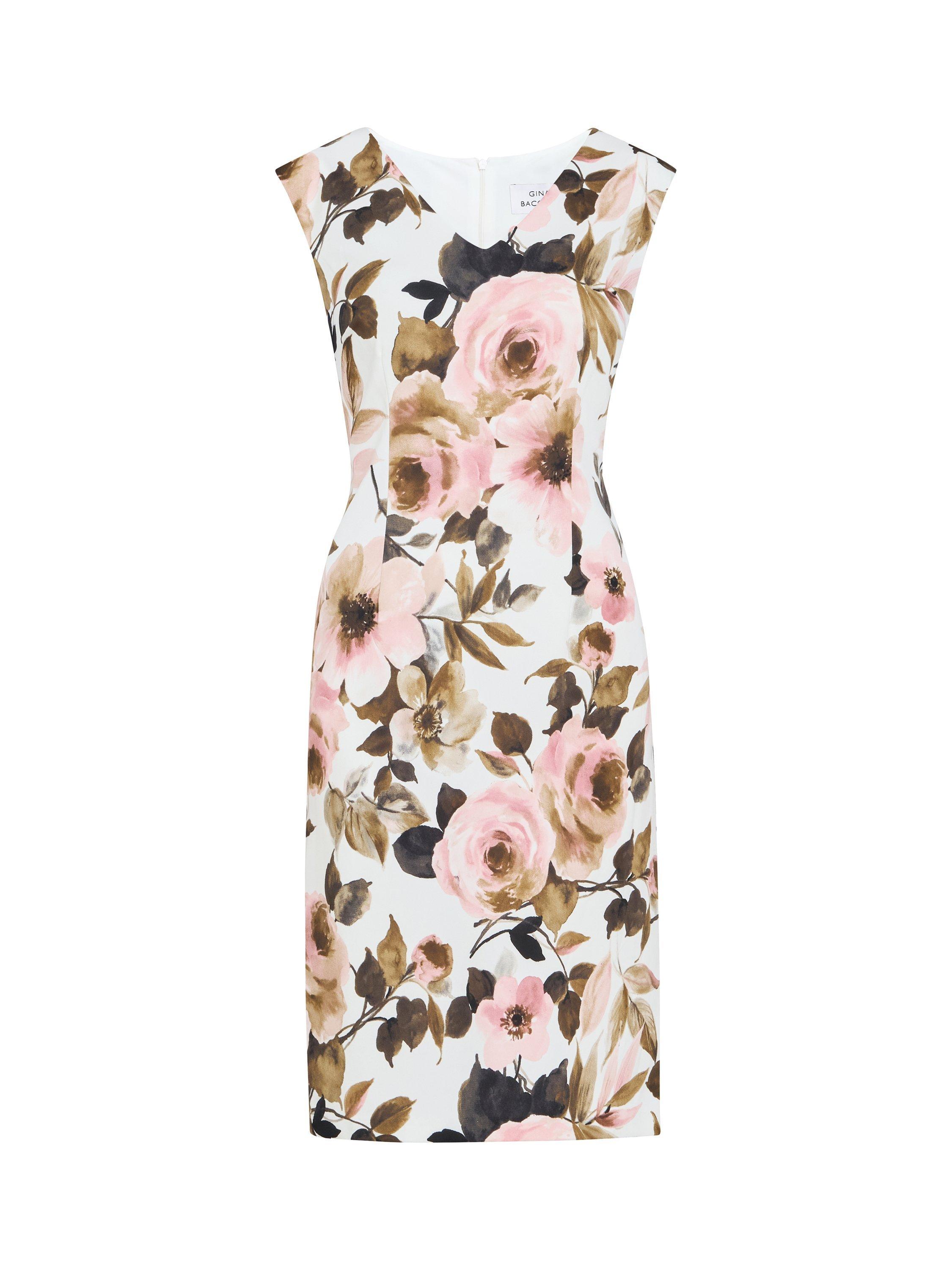 Product image 4 of 5, which shows Gina Bacconi Floral Faux Wrap Dress, White/Multi, 8