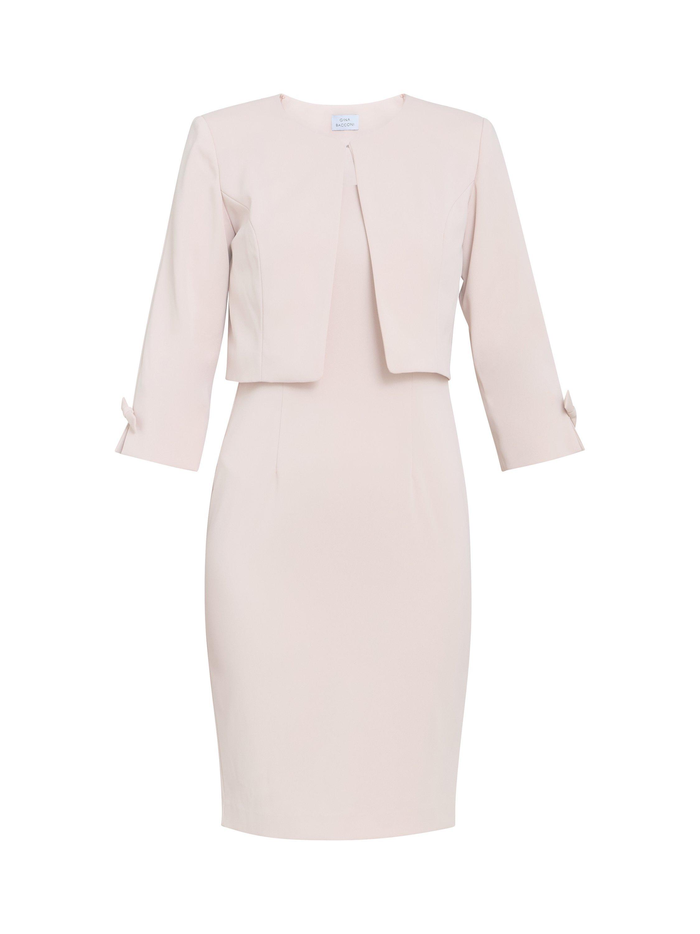 Product image 4 of 5, which shows Gina Bacconi Corinne Crepe Dress & Jacket Set, Antique Rose, 16