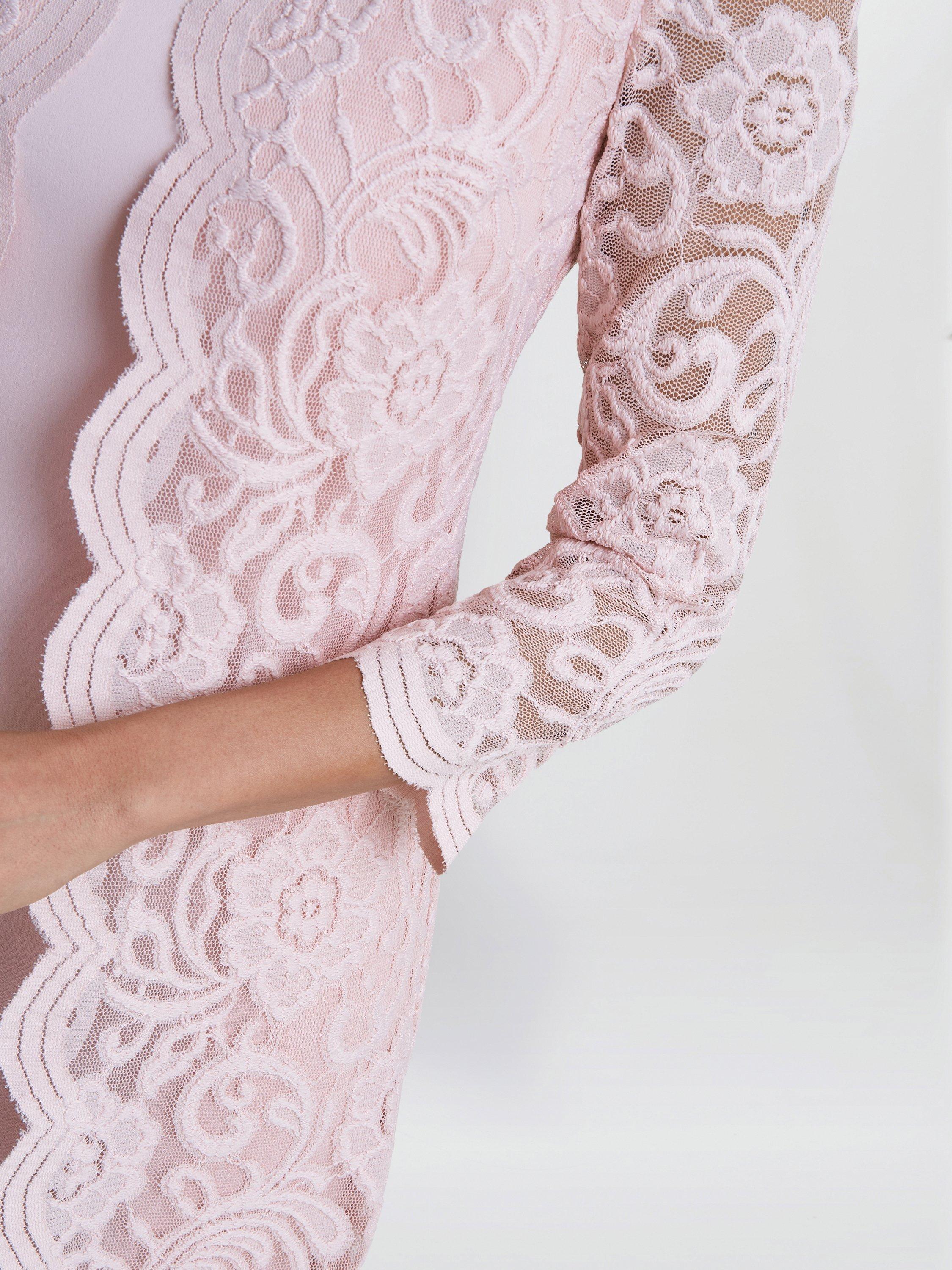 Product image 5 of 6, which shows Gina Bacconi Crepe and Lace Dress, Pink, 8