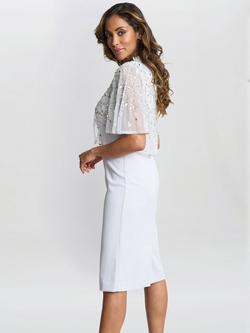 Gina Bacconi Monica Beaded Jacket Frill Neck Dress - view 2, Silver Mist