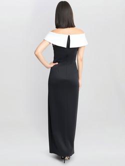 Gina Bacconi Monochrome Satin Crepe Maxi Dress, Black/Ivory - view 2, Black/Ivory