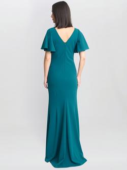 Gina Bacconi Stretch Crepe Flutter Sleeve Dress, Green - view 2, Green
