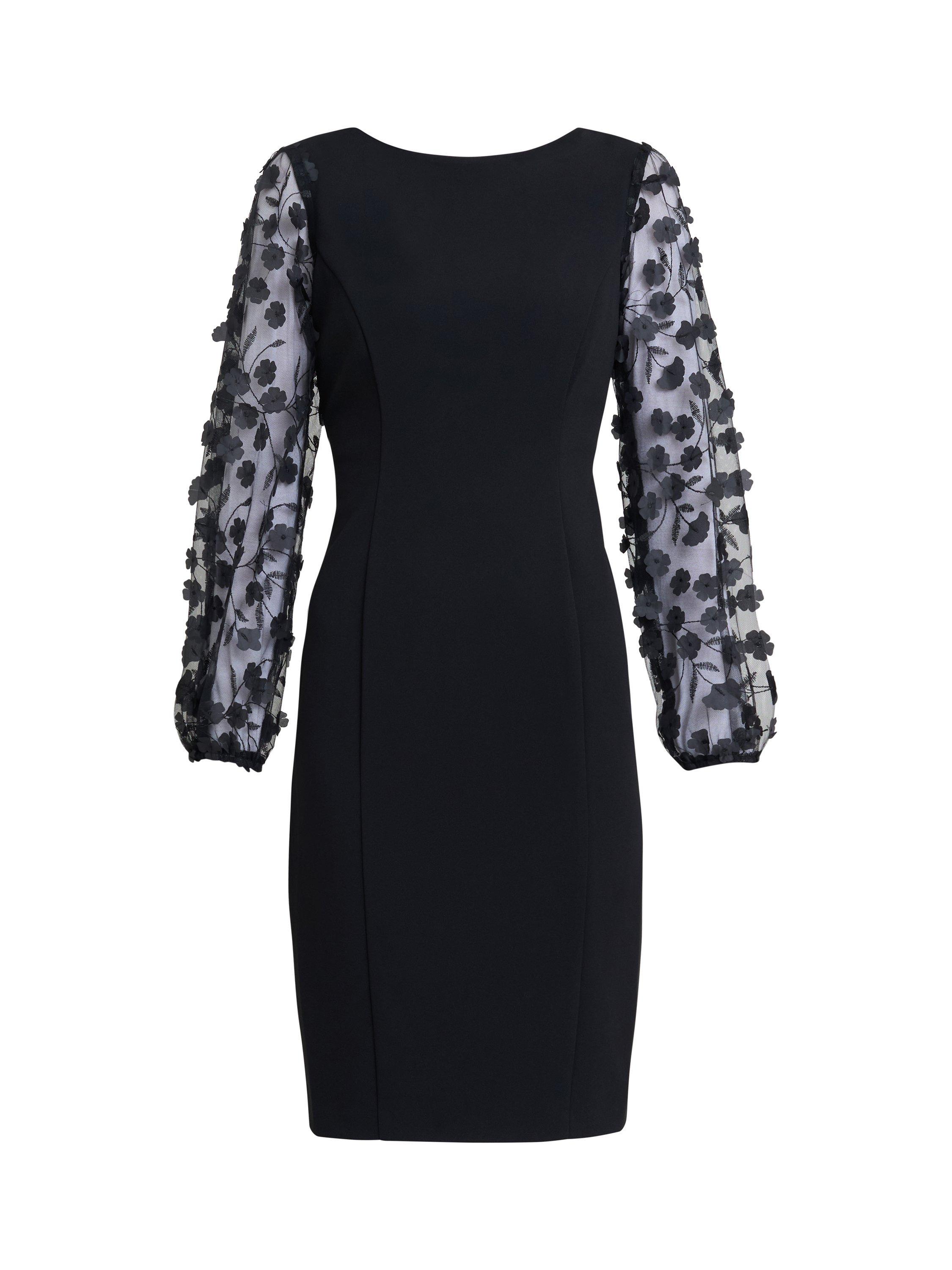 Product image 4 of 6, which shows Gina Bacconi Bodycon Mesh Sleeve Dress, Black, 8
