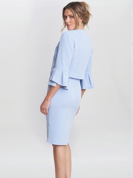Gina Bacconi Peplum Cuff Bolero, Light Blue - view 2, Light Blue
