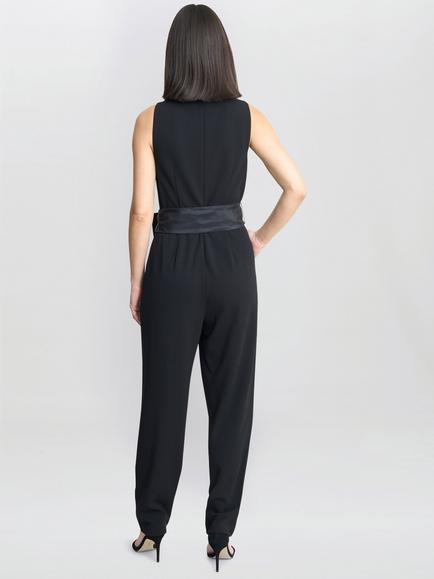 Gina Bacconi Ruffle Neckline Jumpsuit, Black - view 2, Black