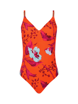 Chantelle Icon Non Wired Plunge Swimsuit, Painted Flowers - view 2, Painted Flowers