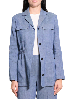 Theory Cinched Waist Linen Rich Jacket, Light Blue - view 2, Light Blue