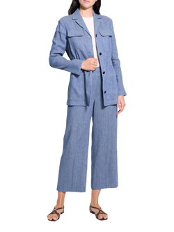 Theory Cinched Waist Linen Rich Jacket, Light Blue, Light Blue
