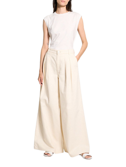 Theory Triple Pleat Wool Rich Trousers, White, White