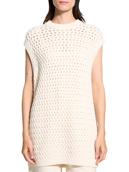 Theory Lattice Stitch Vest Top, White - view 2, White