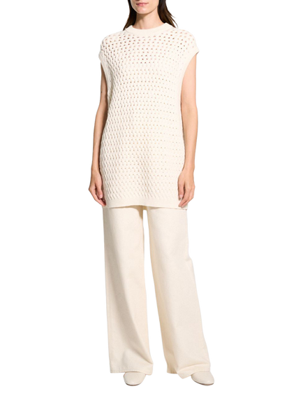 Theory Lattice Stitch Vest Top, White, White