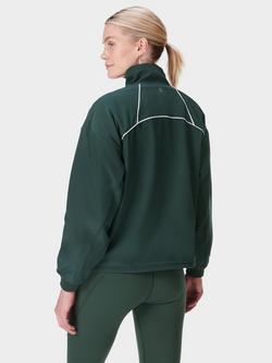 Sweaty Betty Warm Up Performance Fleece Lined Half Zip Jacket - view 2, Trek Green