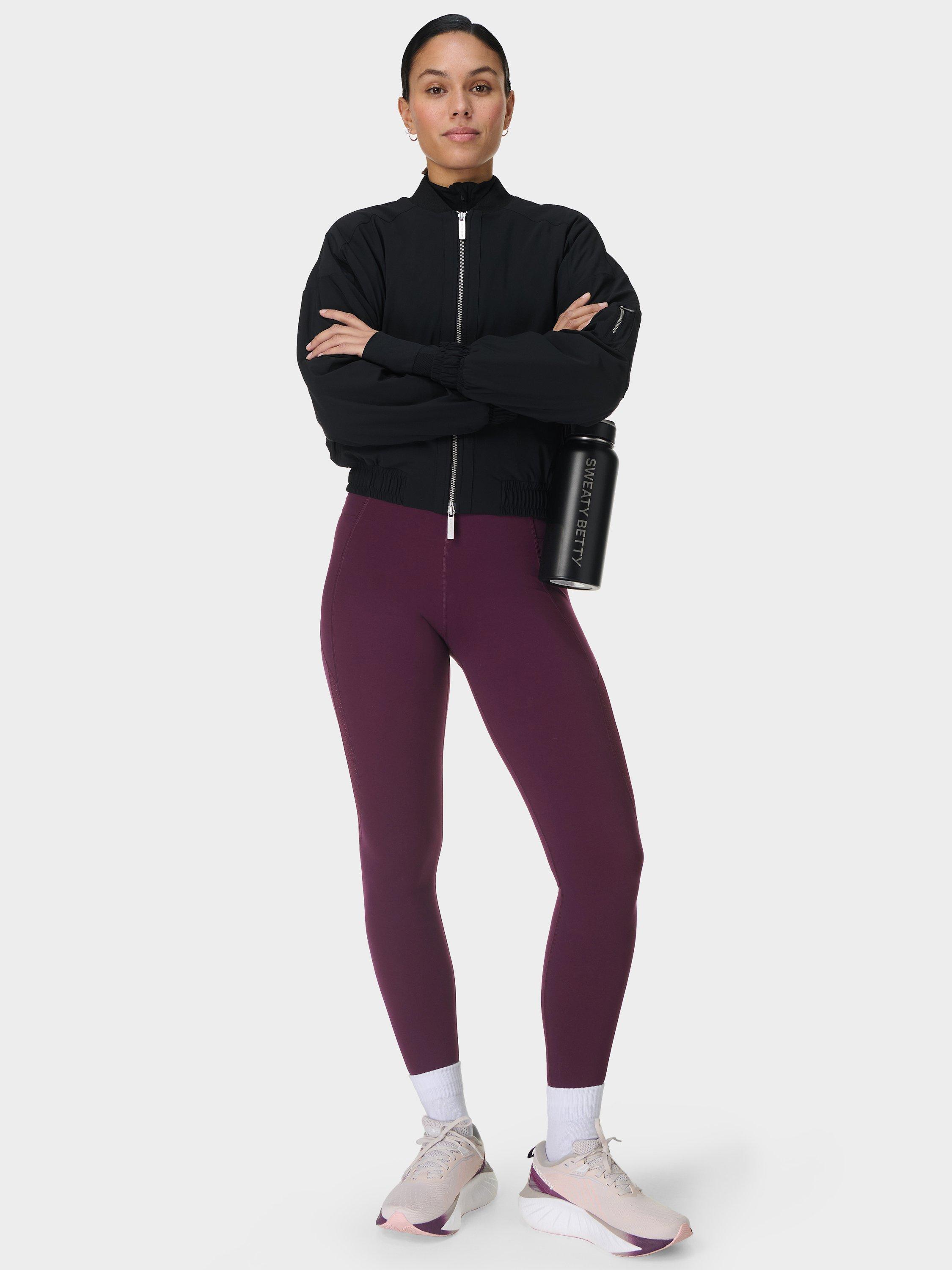 Product image 2 of 9, which shows Sweaty Betty Power UltraSculpt High Waisted 7/8 Gym Leggings, Midnight Cherry, XXS