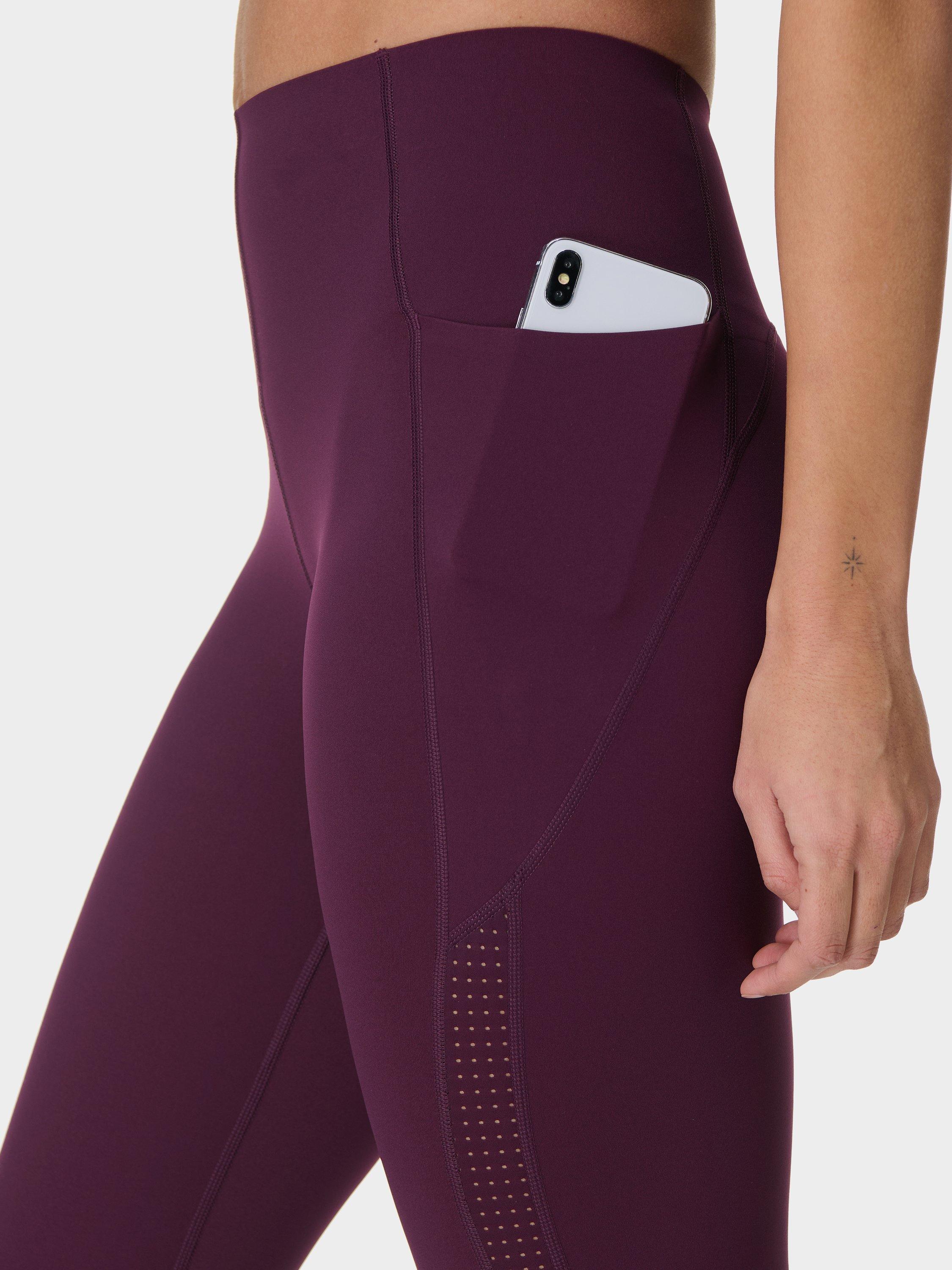 Product image 4 of 9, which shows Sweaty Betty Power UltraSculpt High Waisted 7/8 Gym Leggings, Midnight Cherry, XXS