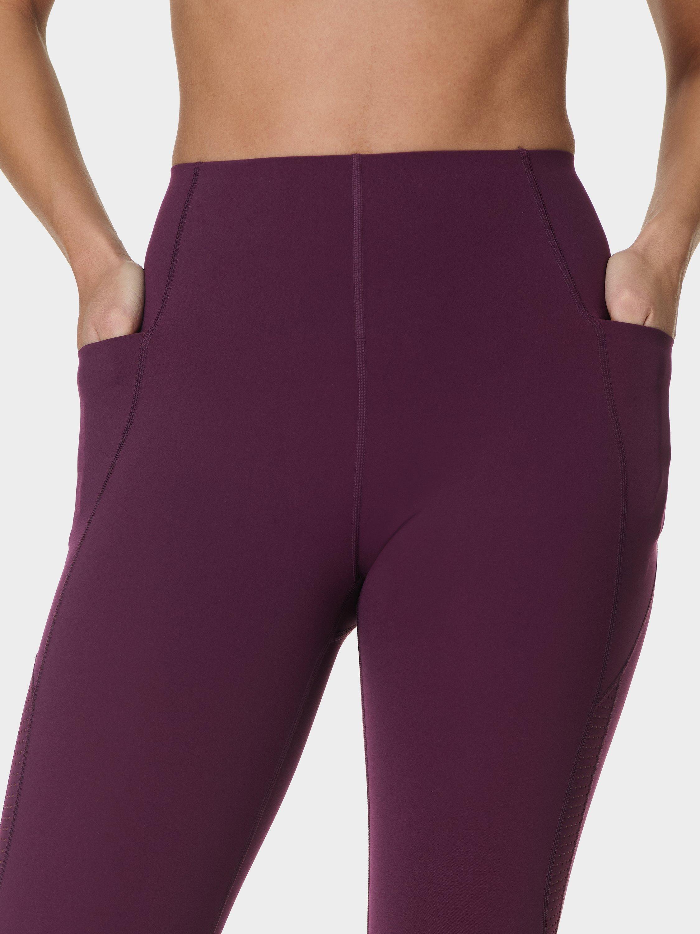 Product image 5 of 9, which shows Sweaty Betty Power UltraSculpt High Waisted 7/8 Gym Leggings, Midnight Cherry, XXS