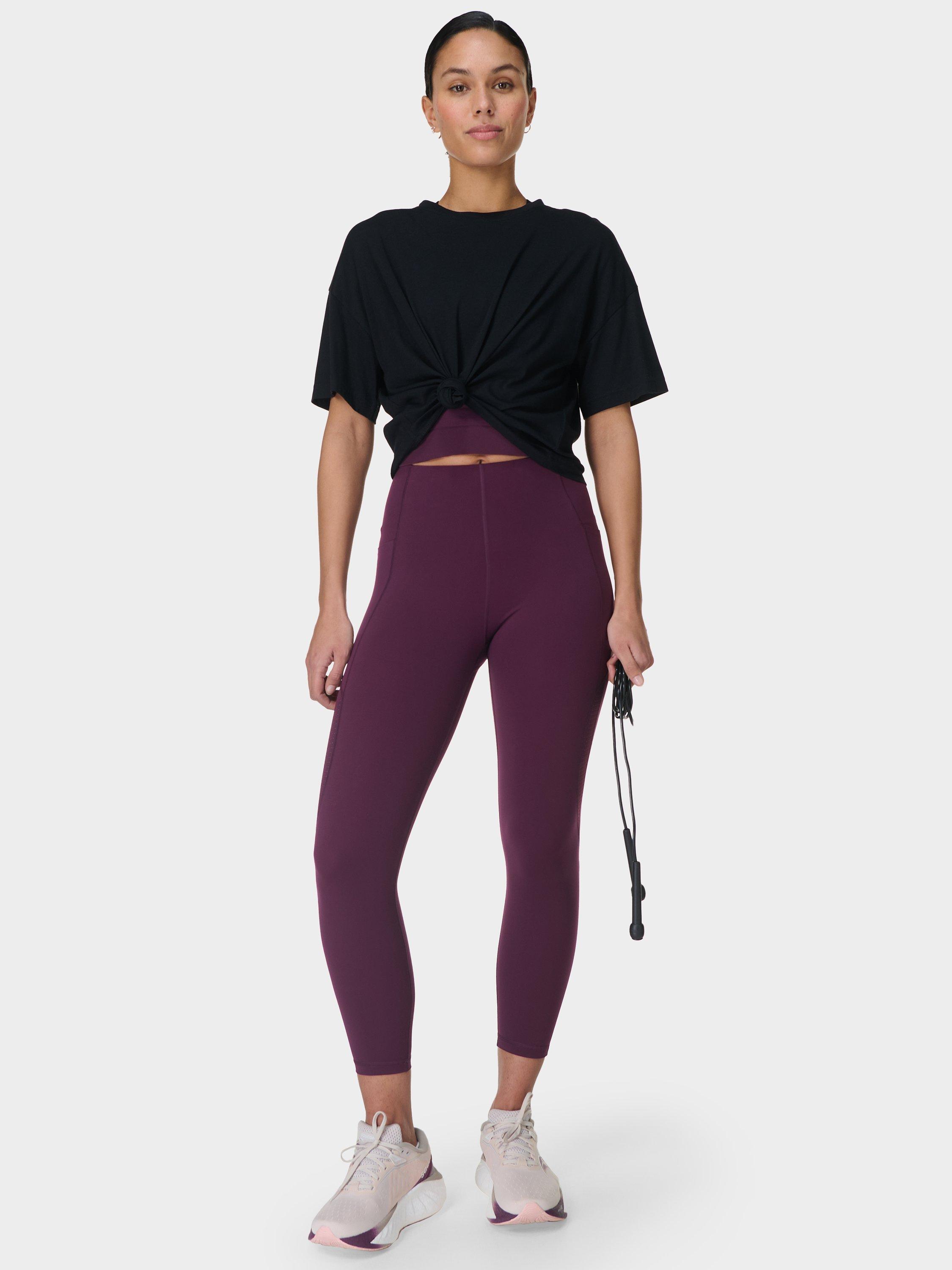 Product image 8 of 9, which shows Sweaty Betty Power UltraSculpt High Waisted 7/8 Gym Leggings, Midnight Cherry, XXS