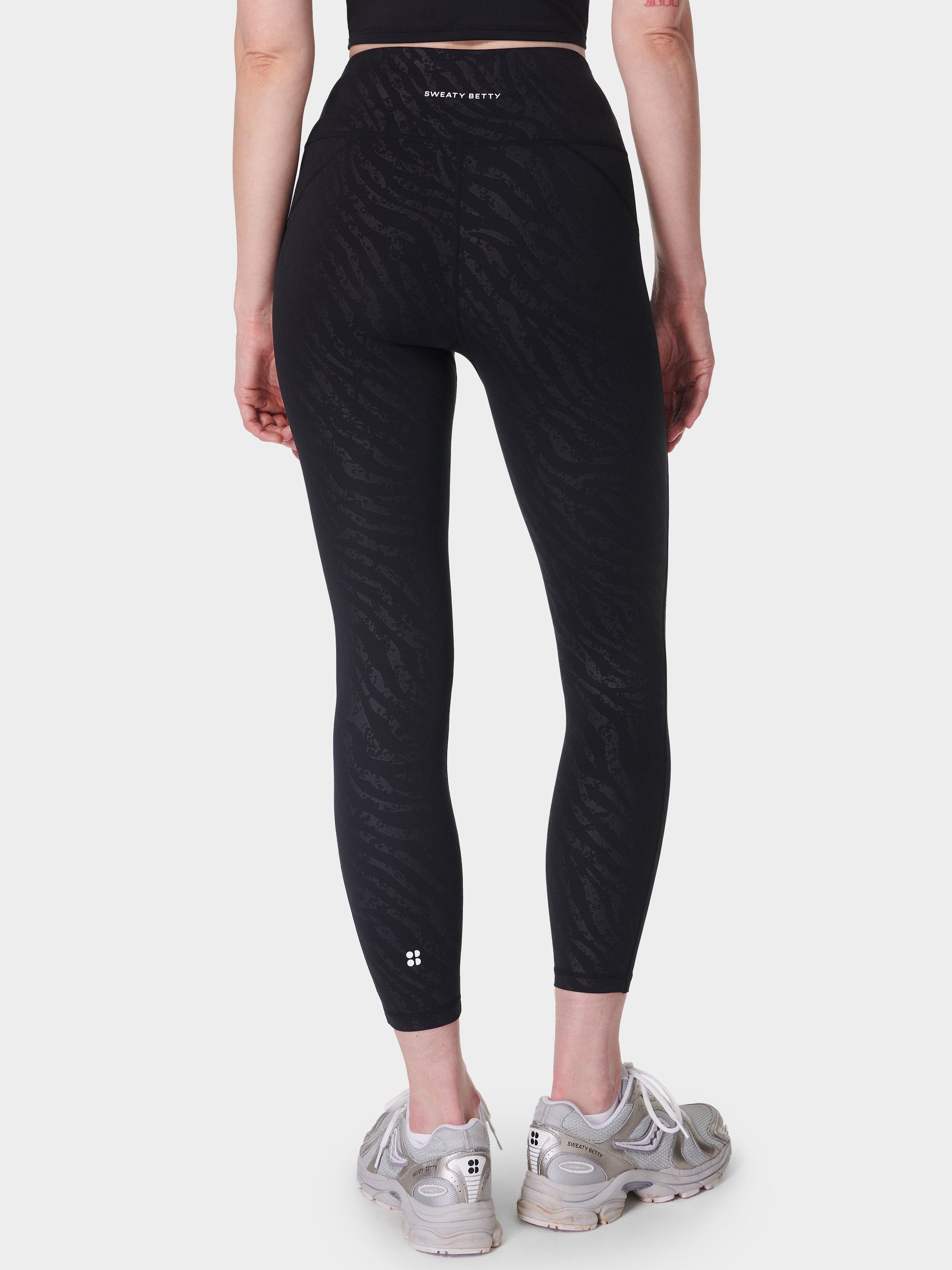 Product image 2 of 6, which shows Sweaty Betty Embossed All Day 7/8 Leggings, Black, XXS