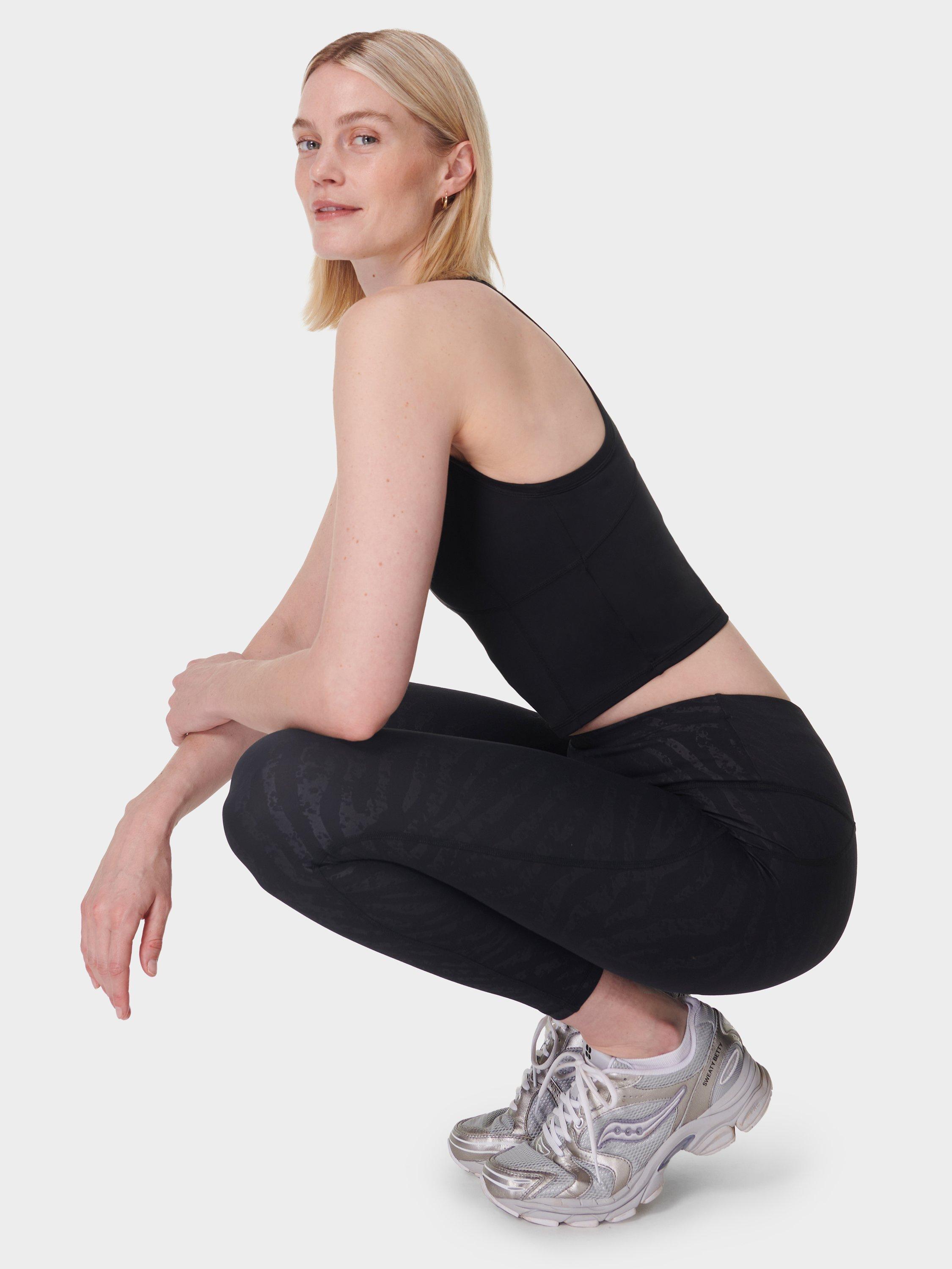 Product image 6 of 6, which shows Sweaty Betty Embossed All Day 7/8 Leggings, Black, XXS