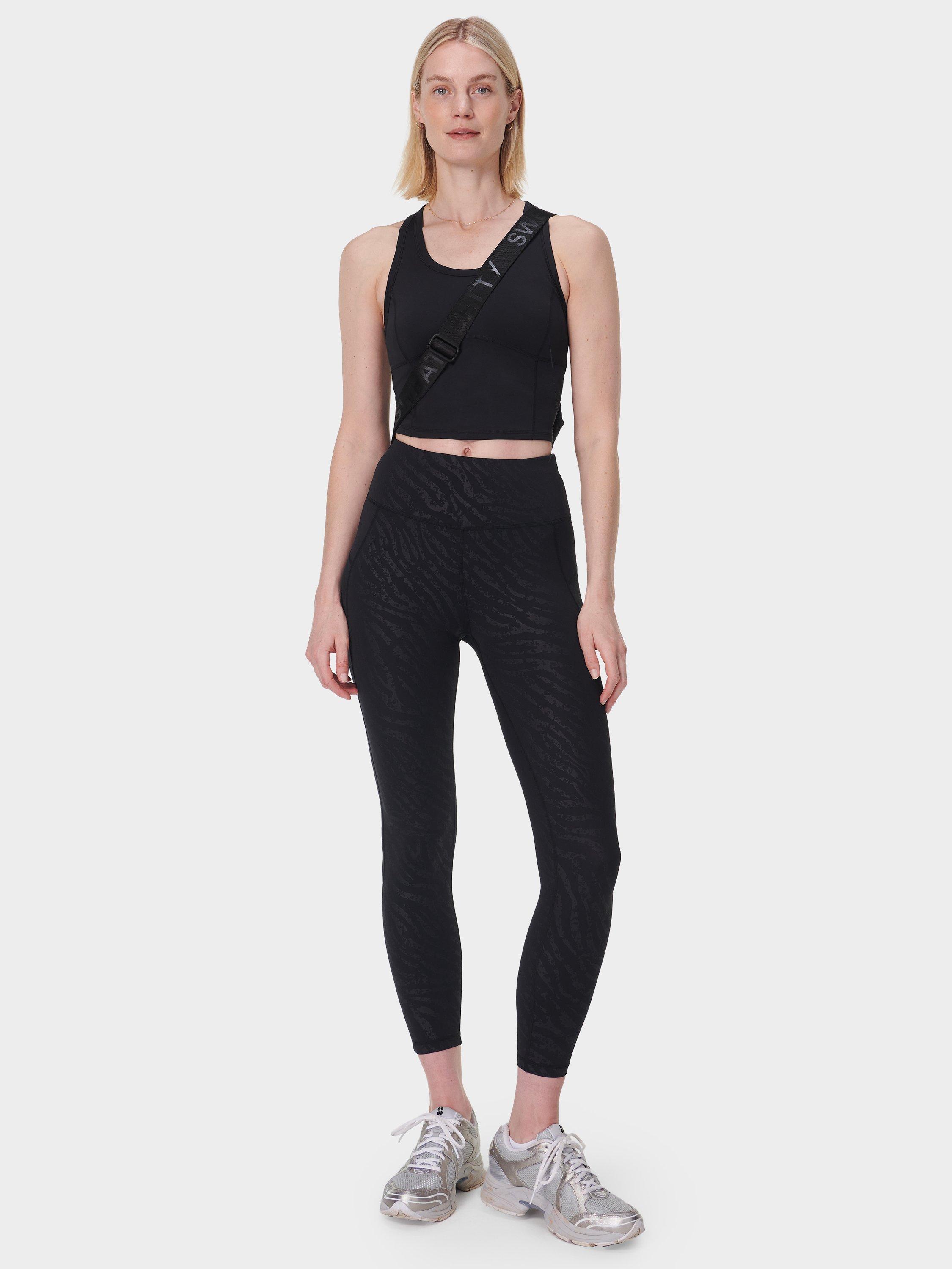 Product image 3 of 8, which shows Sweaty Betty Embossed All Day Leggings, Black, XXS