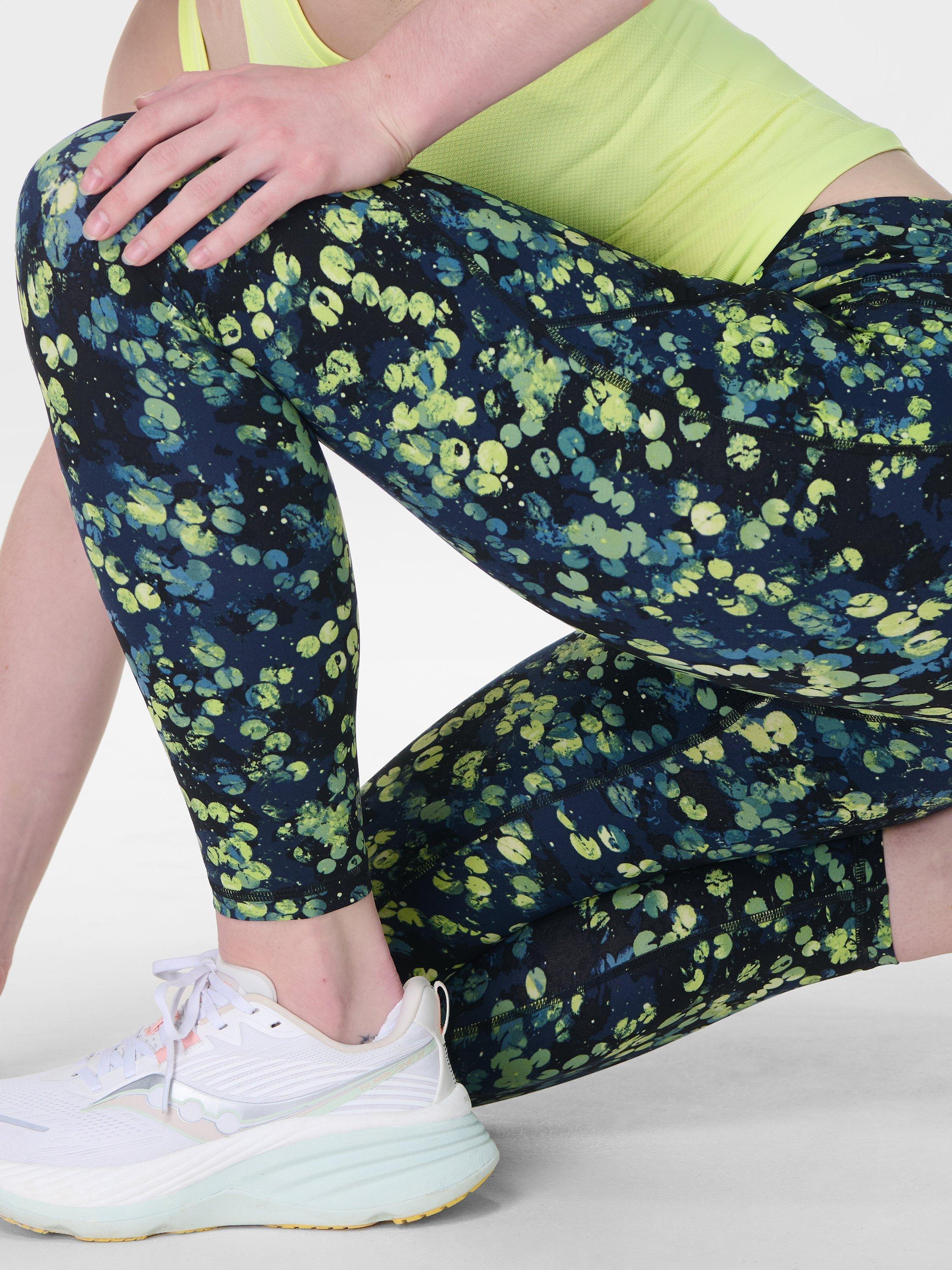 Product image 2 of 8, which shows Sweaty Betty Power 7/8 Workout Leggings, Green Lilypad Print, XXS