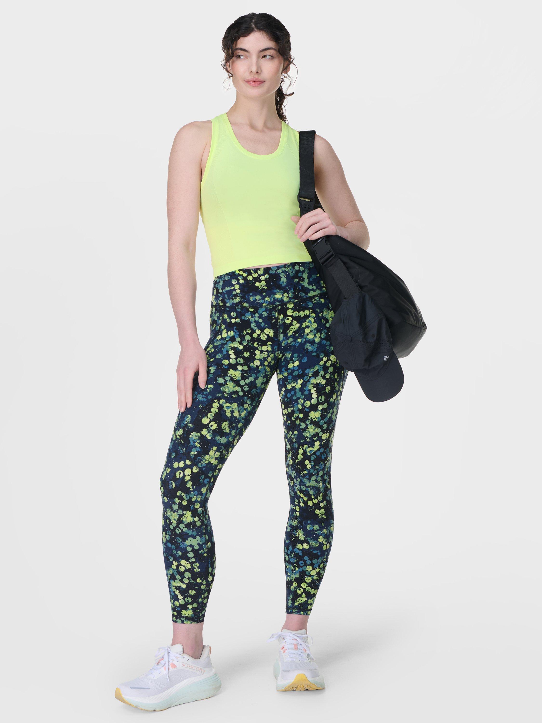 Product image 3 of 8, which shows Sweaty Betty Power 7/8 Workout Leggings, Green Lilypad Print, XXS