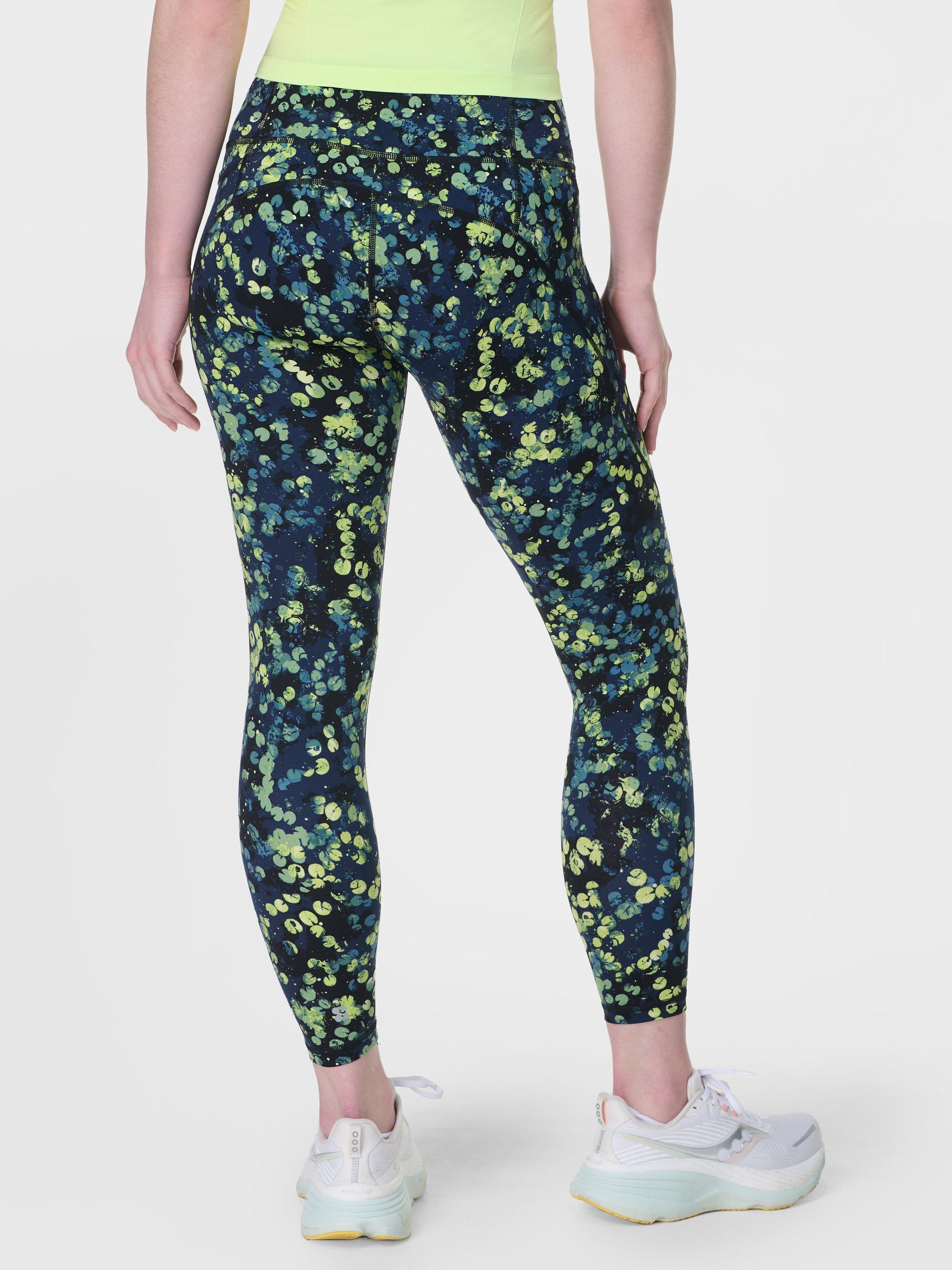 Product image 4 of 8, which shows Sweaty Betty Power 7/8 Workout Leggings, Green Lilypad Print, XXS