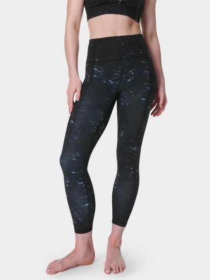 Sweaty Betty Super Soft 7/8 Yoga Leggings, Green Multi Speckle, Blue Tundra Tiger