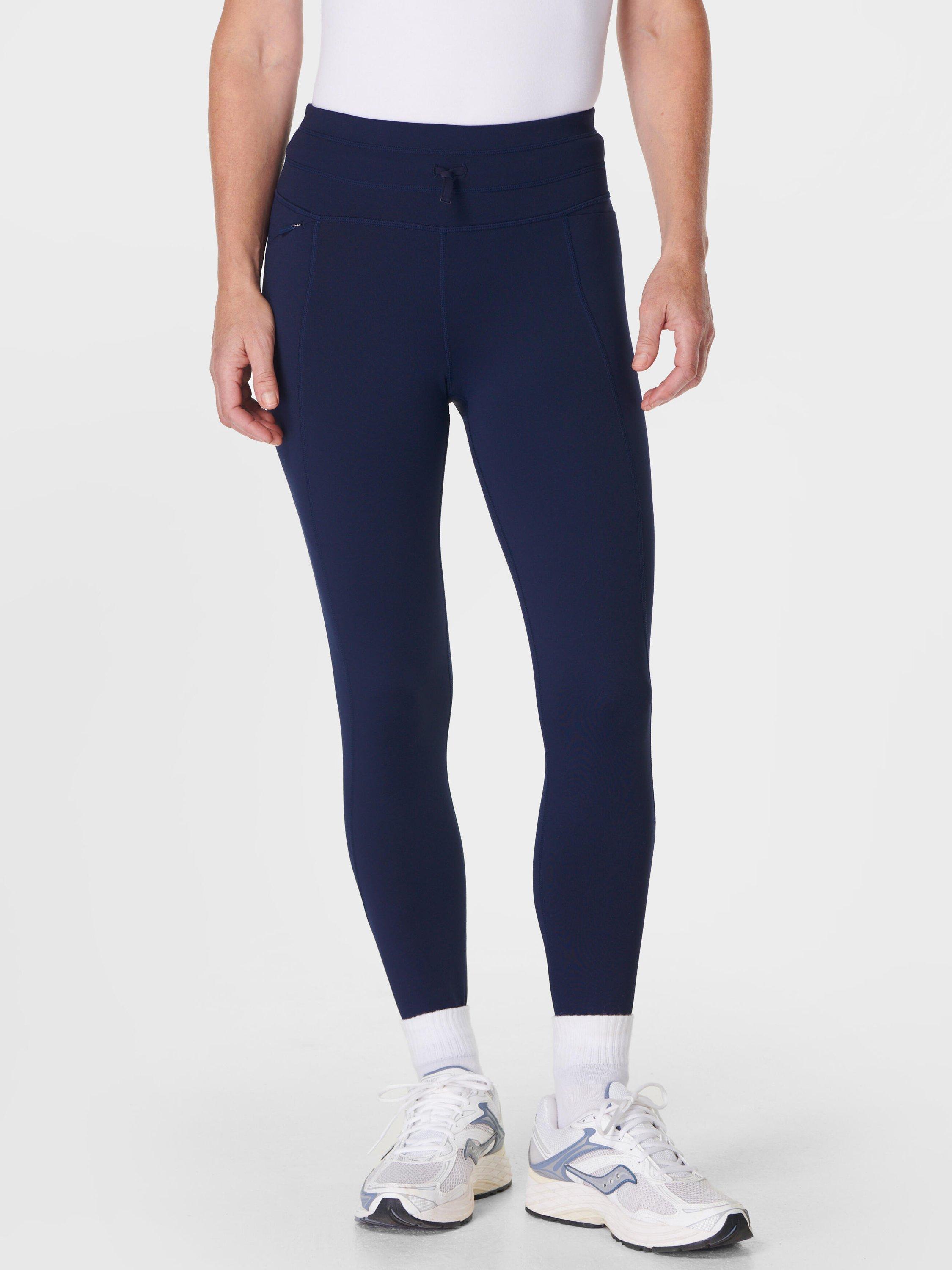 Product image 1 of 9, which shows Sweaty Betty Therma Boost Heat Tech Walking Leggings, Navy, XXS