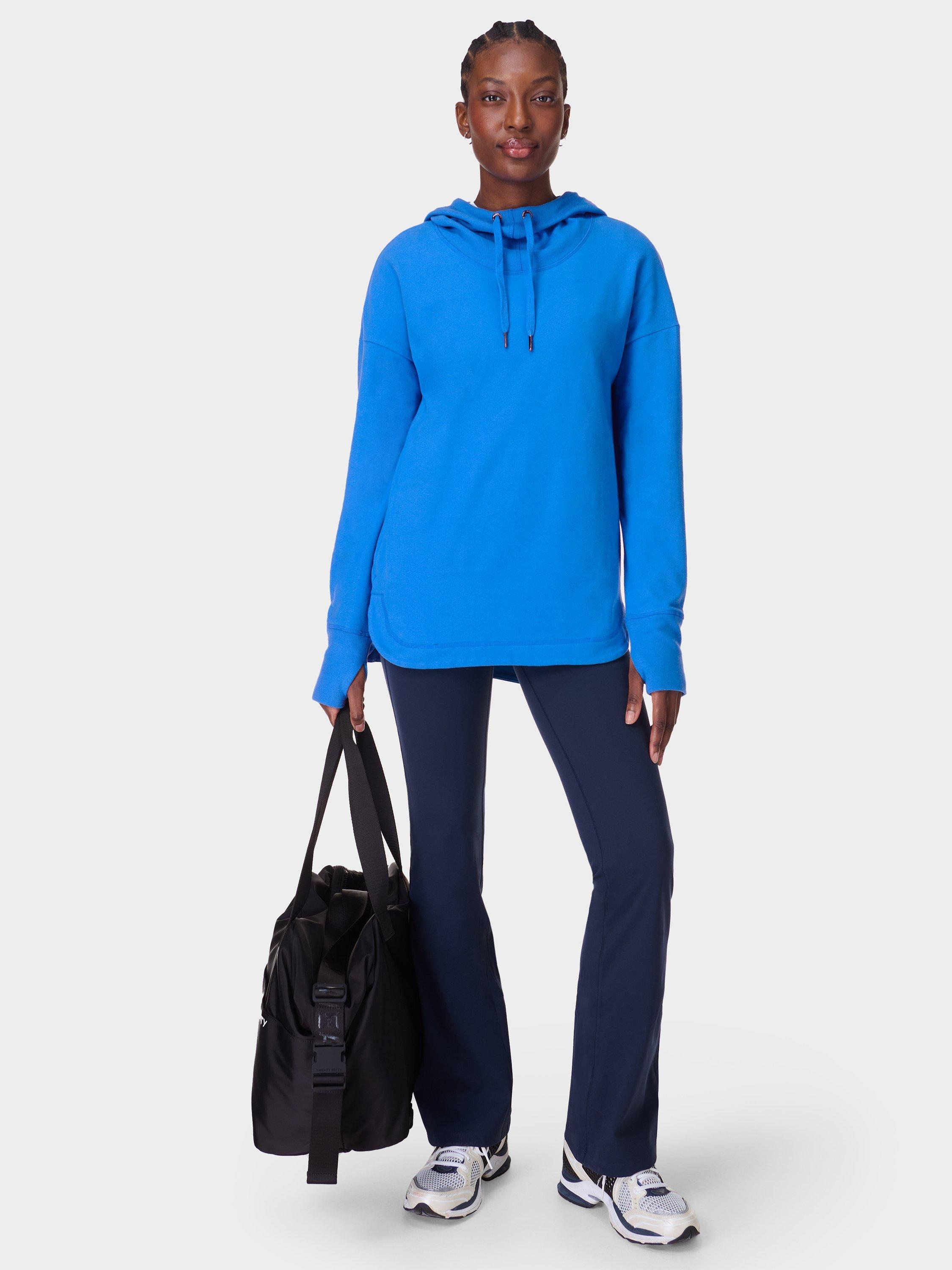 Product image 3 of 7, which shows Sweaty Betty Escape Luxe Fleece Hoodie, Tidal Blue, XXS