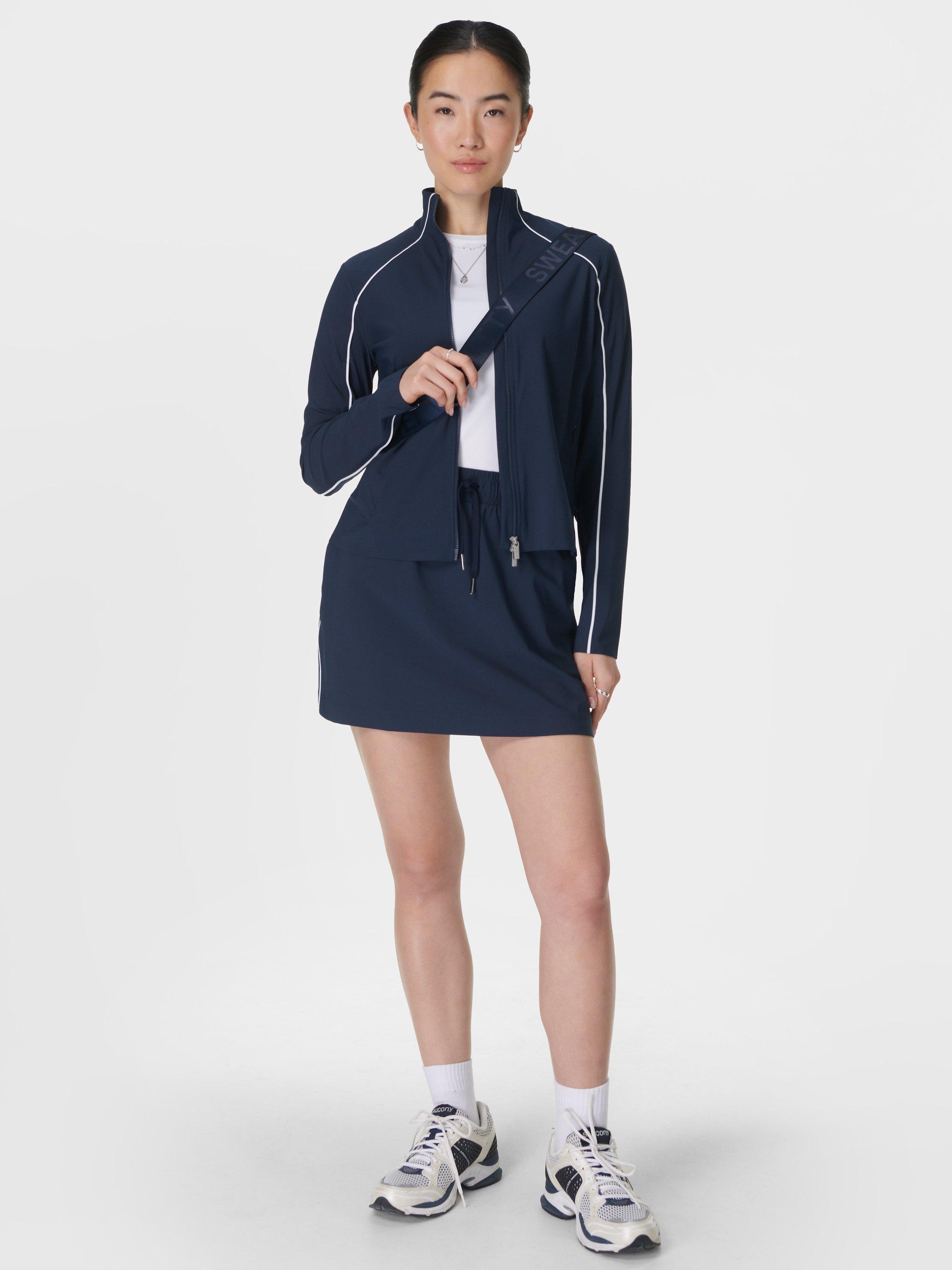 Product image 2 of 7, which shows Sweaty Betty Anytime Explorer Zip Up Jacket, Navy Blue, XXS