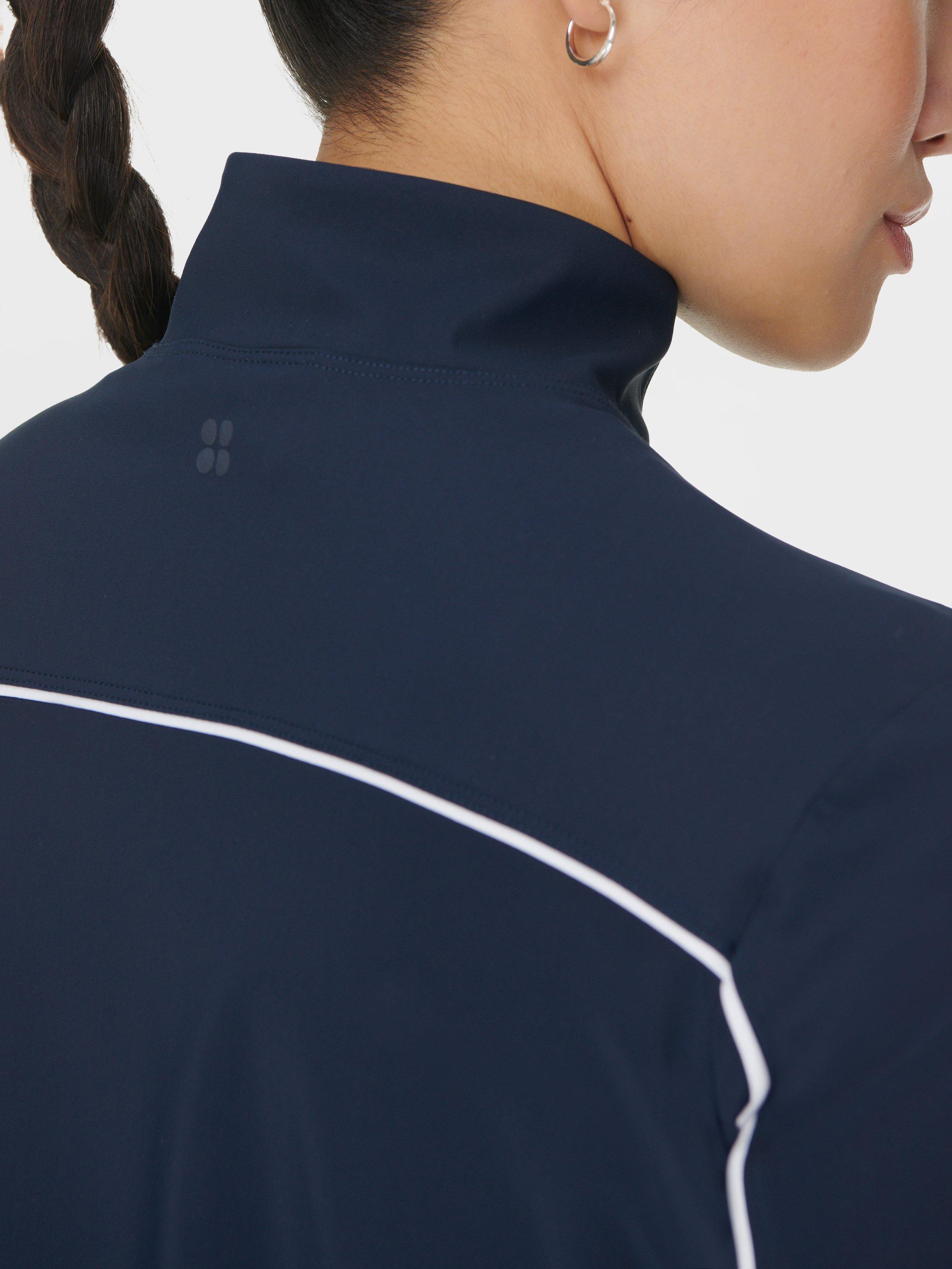 Product image 5 of 7, which shows Sweaty Betty Anytime Explorer Zip Up Jacket, Navy Blue, XXS