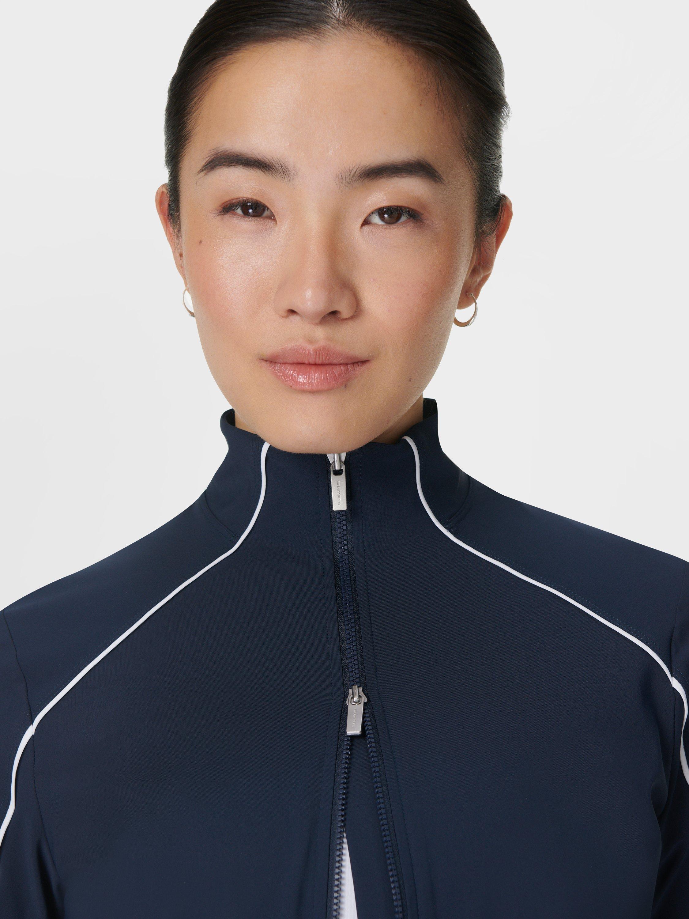 Product image 6 of 7, which shows Sweaty Betty Anytime Explorer Zip Up Jacket, Navy Blue, XXS