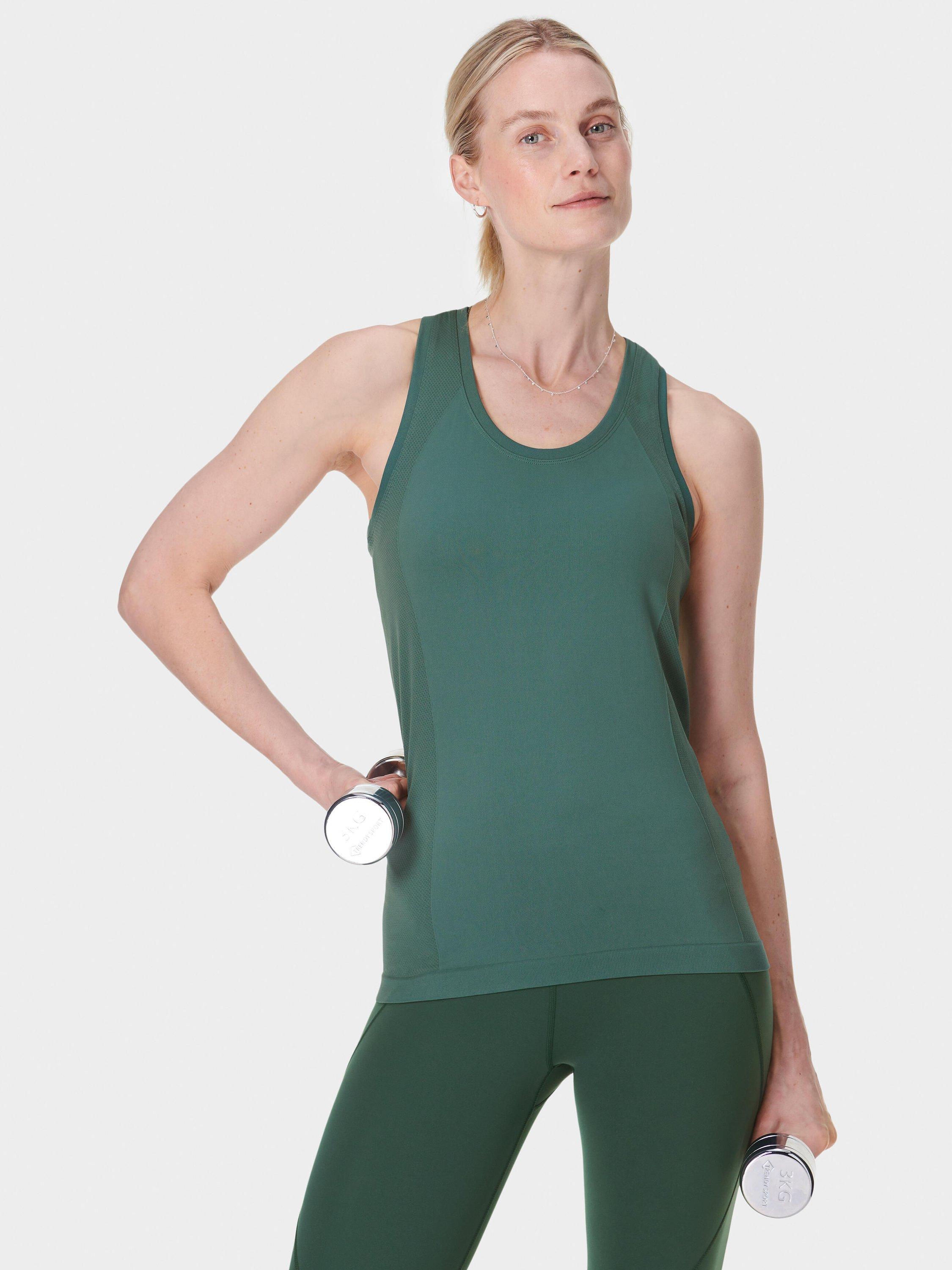 Product image 1 of 5, which shows Sweaty Betty Athlete Seamless Workout Tank Top, Glade Green, XXS