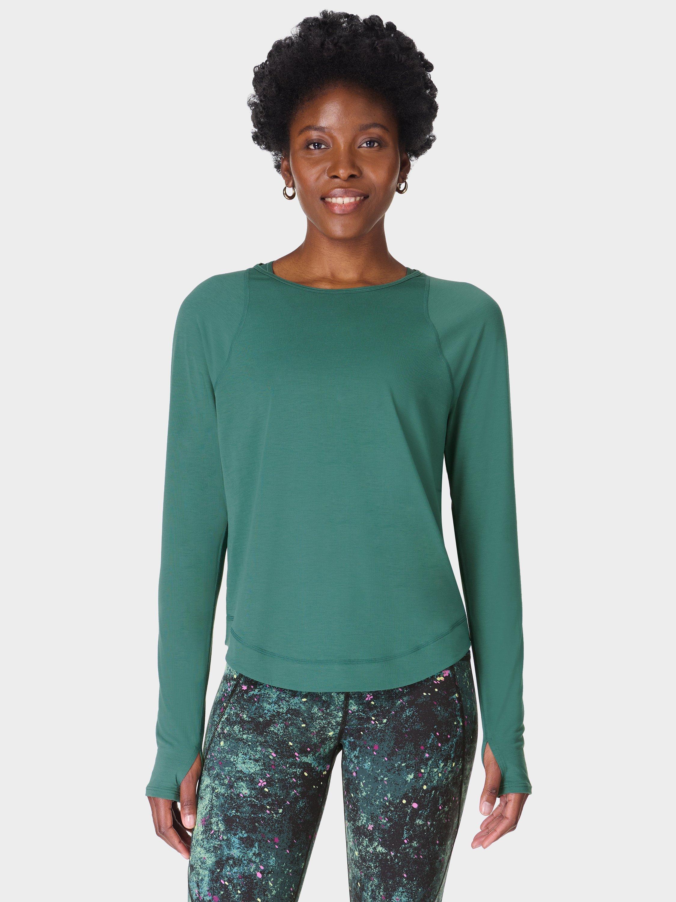 Product image 1 of 6, which shows Sweaty Betty Breathe Easy Long Sleeve Top, Glade Green, XL